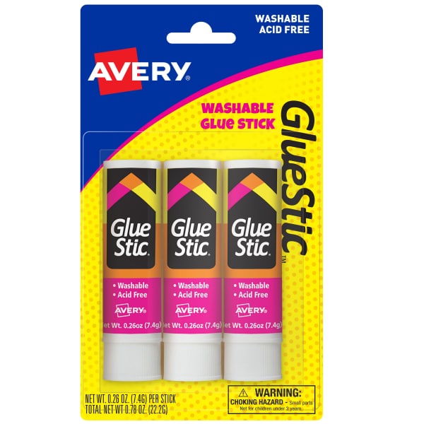 Glue Stic, Permanent, 0.26 oz., 3 Sticks